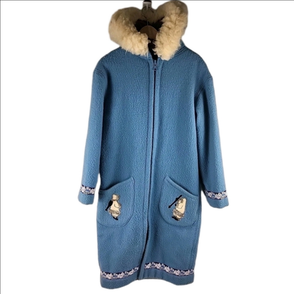 Vintage Parka Wool Faux Fur Coat Jacket Women’s Eskimo